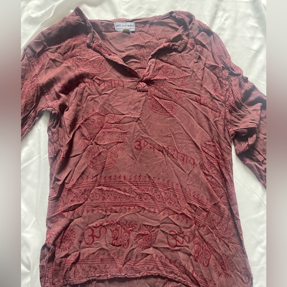 burgundy and pink boho top
